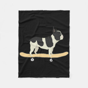 Funny Skateboarding French Bulldog Puppy Gift For Fleece Blanket