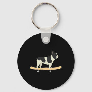 Funny Skateboarding French Bulldog Puppy Gift For Key Ring