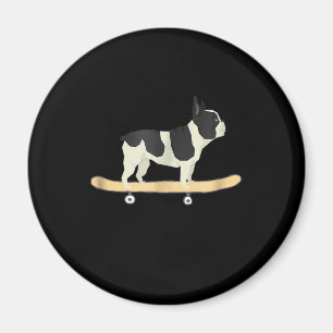 funny skateboarding french bulldog puppy gift magnet