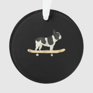funny skateboarding french bulldog puppy gift ornament