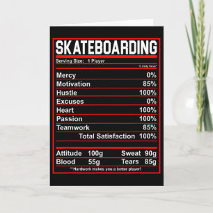 Funny Skateboarding Nutrition Facts Skate Board Card