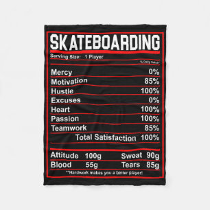Funny Skateboarding Nutrition Facts Skate Board Fleece Blanket