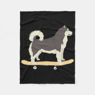 Funny Skateboarding Siberian Husky Dog Gift Men Wo Fleece Blanket