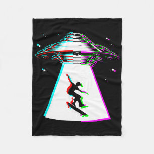 Funny Skateboarding Ufo Skater Alien Abduction Vap Fleece Blanket