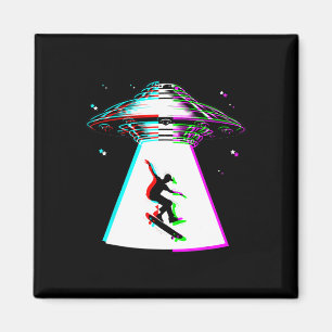 Funny Skateboarding Ufo Skater Alien Abduction Vap Magnet