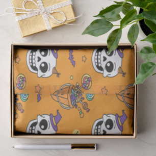 Funny Skeleton And Candy For Halloween Tissue Paper