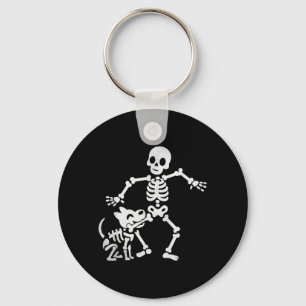Funny Skeleton And Dog Halloween Costume Dog Skull Key Ring