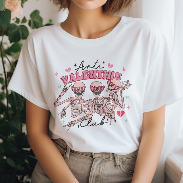 Funny Skeleton Anti Valentine Club T-Shirt (Creator Uploaded)