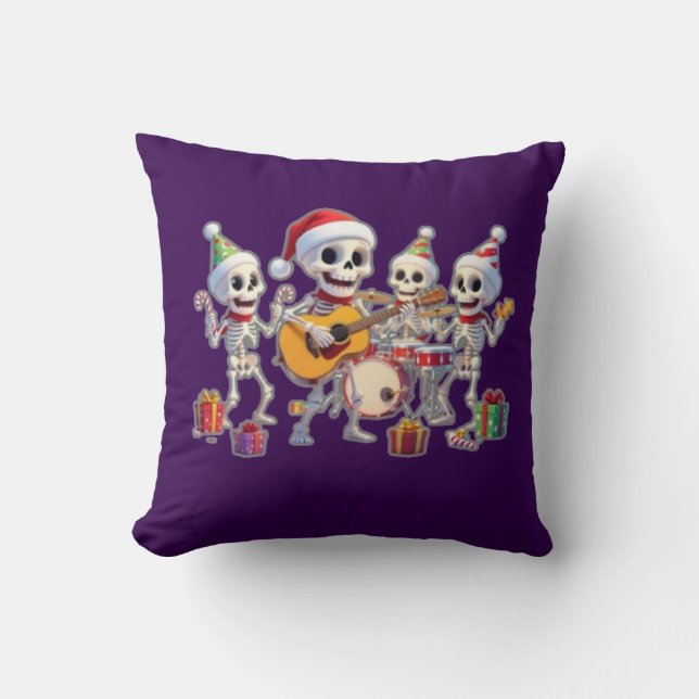 Funny Skeleton Band Christmas & New Year – 3D Cart Cushion (Front)