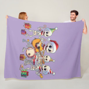 Funny Skeleton Band Christmas & New Year – 3D Cart Fleece Blanket
