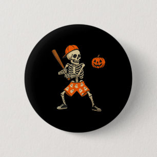 Funny Skeleton Baseball Batting Halloween Costume  6 Cm Round Badge