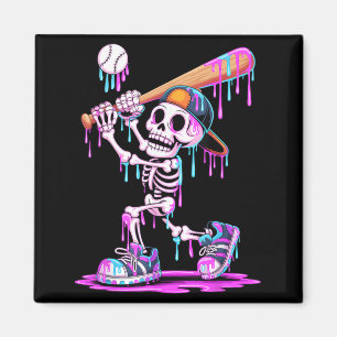 Funny Skeleton Baseball Drip Boys Youth Kids Magnet