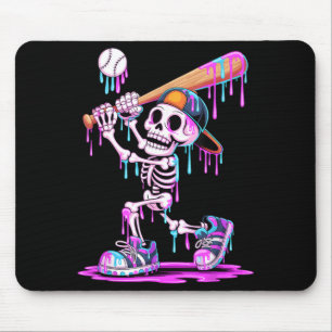 Funny Skeleton Baseball Drip Boys Youth Kids Mouse Pad