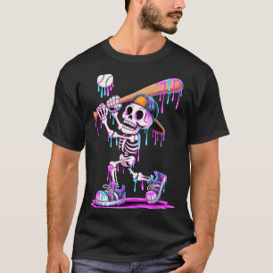 Funny Skeleton Baseball Drip Boys Youth Kids T-Shirt