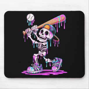 Funny Skeleton Baseball Halloween Costume For Boys Mouse Pad