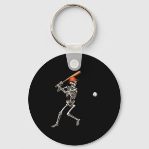 Funny Skeleton Batting Baseball Player Men Boys Ha Key Ring