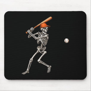 Funny Skeleton Batting Baseball Player Men Boys Ha Mouse Pad