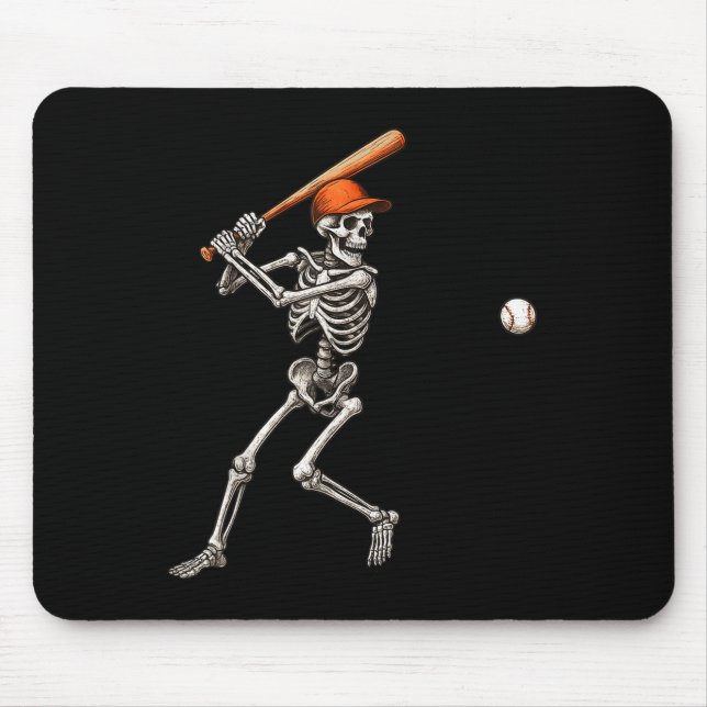 Funny Skeleton Batting Baseball Player Men Boys Ha Mouse Pad (Front)