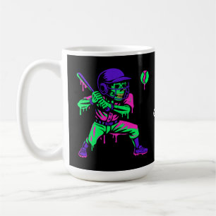 Funny Skeleton Batting Ice Cream Dripping Baseball Coffee Mug