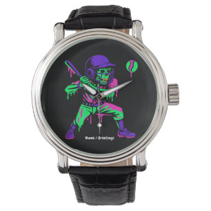 Funny Skeleton Batting Ice Cream Dripping Baseball Watch