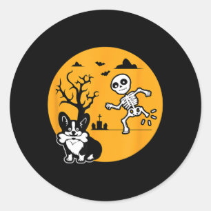 Funny Skeleton Bone Dog Lovers Shirt Halloween Classic Round Sticker