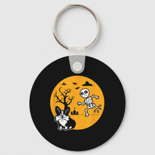 Funny Skeleton Bone Dog Lovers Shirt Halloween Key Ring