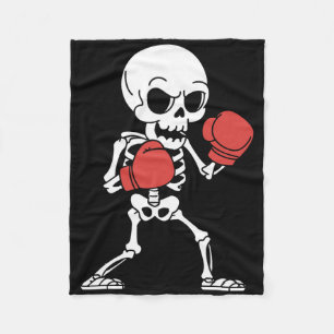 Funny Skeleton Boxing Lovers Spooky Halloween Boxe Fleece Blanket