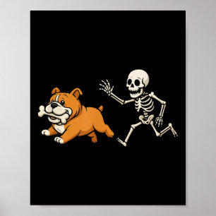 Funny Skeleton Bulldog Halloween Dog Mum Pet Lover Poster