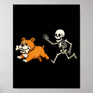 Funny Skeleton Bulldog Halloween Dog Mum Pet Lover Poster