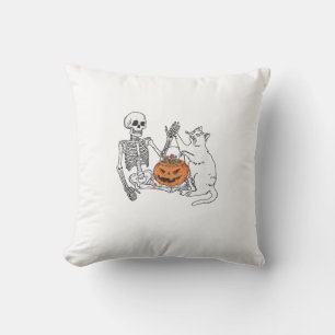Funny Skeleton Cat Lover Halloween Costume for Cat Cushion