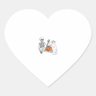 Funny Skeleton Cat Lover Halloween Costume for Cat Heart Sticker