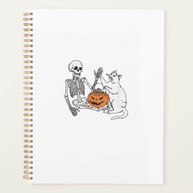 Funny Skeleton Cat Lover Halloween Costume for Cat Planner (Front)