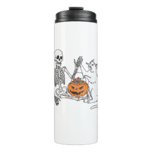 Funny Skeleton Cat Lover Halloween Costume for Cat Thermal Tumbler