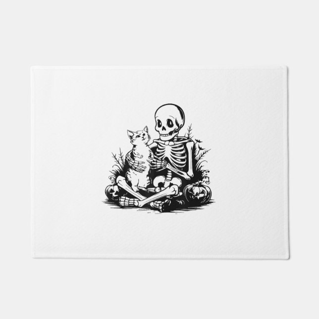 Funny Skeleton Cat Skull Kitty Cute Cat Goth Hallo Doormat (Front)