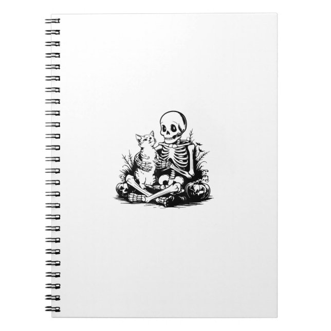 Funny Skeleton Cat Skull Kitty Cute Cat Goth Hallo Notebook (Front)