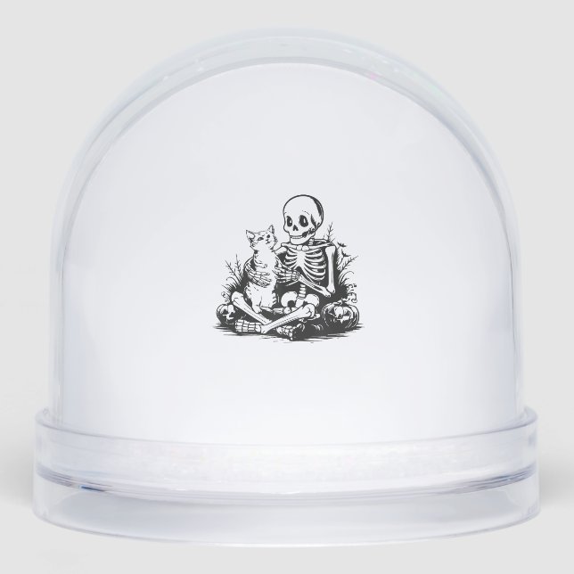 Funny Skeleton Cat Skull Kitty Cute Cat Goth Hallo Snowglobe (Front)