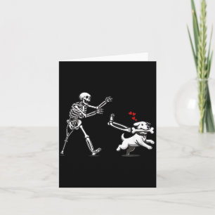 Funny Skeleton Chasing Dog Funny Dog Halloween Card