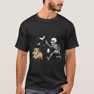 Funny Skeleton Chasing French Bulldog Halloween T-Shirt