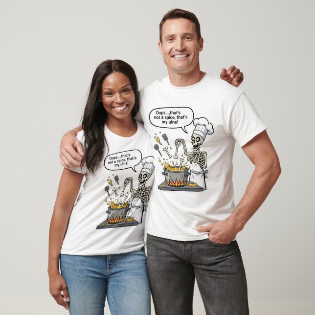 Funny Skeleton Chef Art Oops That's Not a Spice Th T-Shirt (Unisex)
