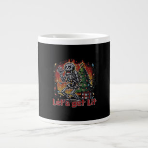 Funny Skeleton Christmas Let's Get Lit Classic Large Coffee Mug