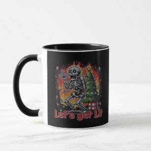 Funny Skeleton Christmas Let's Get Lit Classic Mug