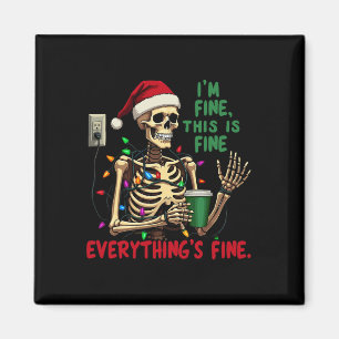 Funny Skeleton Christmas Lights I'm Fine Everythin Magnet