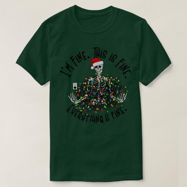 Funny Skeleton Christmas Lights  T-Shirt (Design Front)