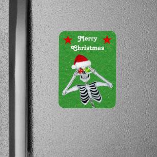 Funny Skeleton Christmas Ornaments Stars Green Magnet