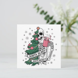 Funny Skeleton Christmas Sorta Merry Sorta Scary  Holiday Card