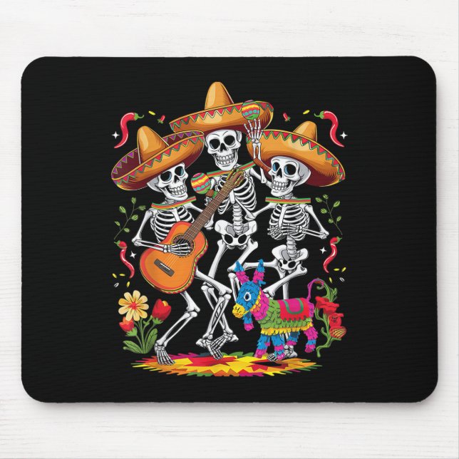 Funny Skeleton Cinco De Mayo Fiesta Mexican Festiv Mouse Pad (Front)