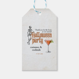Funny Skeleton Cocktail Office Halloween Party Gift Tags