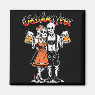 Funny Skeleton Couple Pretzel Beer Party Adults Magnet