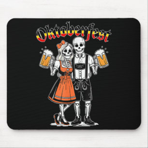 Funny Skeleton Couple Pretzel Beer Party Adults Mouse Pad