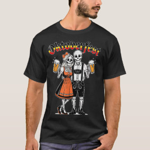 Funny Skeleton Couple Pretzel Beer Party Adults T-Shirt